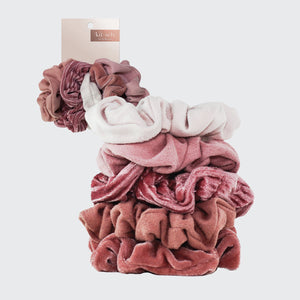 Scrunchies in velluto 5 pezzi - Fard / Malva