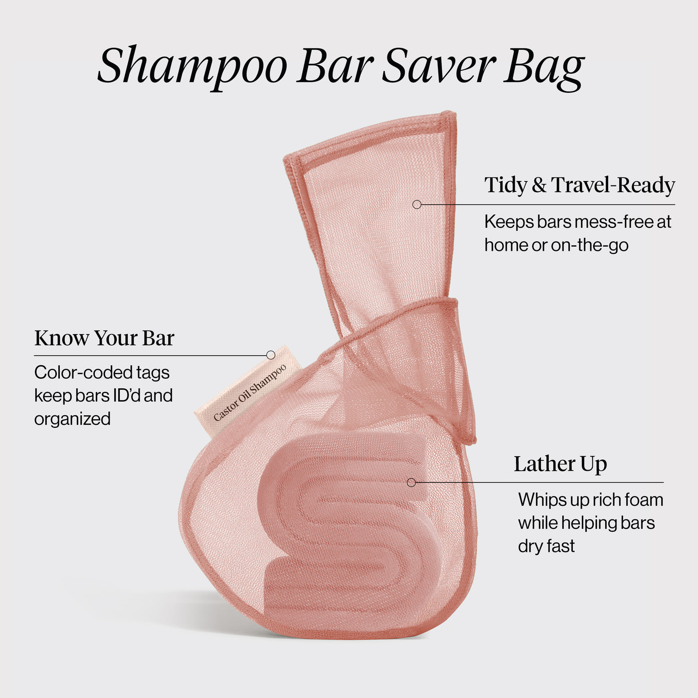 Bolsa para champú sólido - Aceite de Ricino - Terracotta