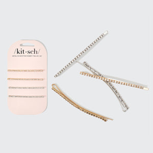 Metall-Strass-Haarnadeln, extra lang, 4er-Set – Gold und Silber