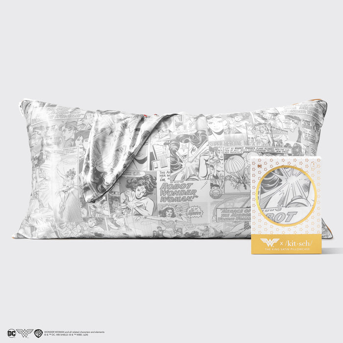 Kitsch x Wonder Woman Taie d'oreiller en satin - Imprimé comique | King