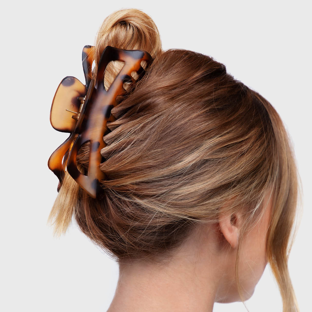 Schwarz-braunes klassisches Haarklammer-Set, 2 Stück – Jumbo