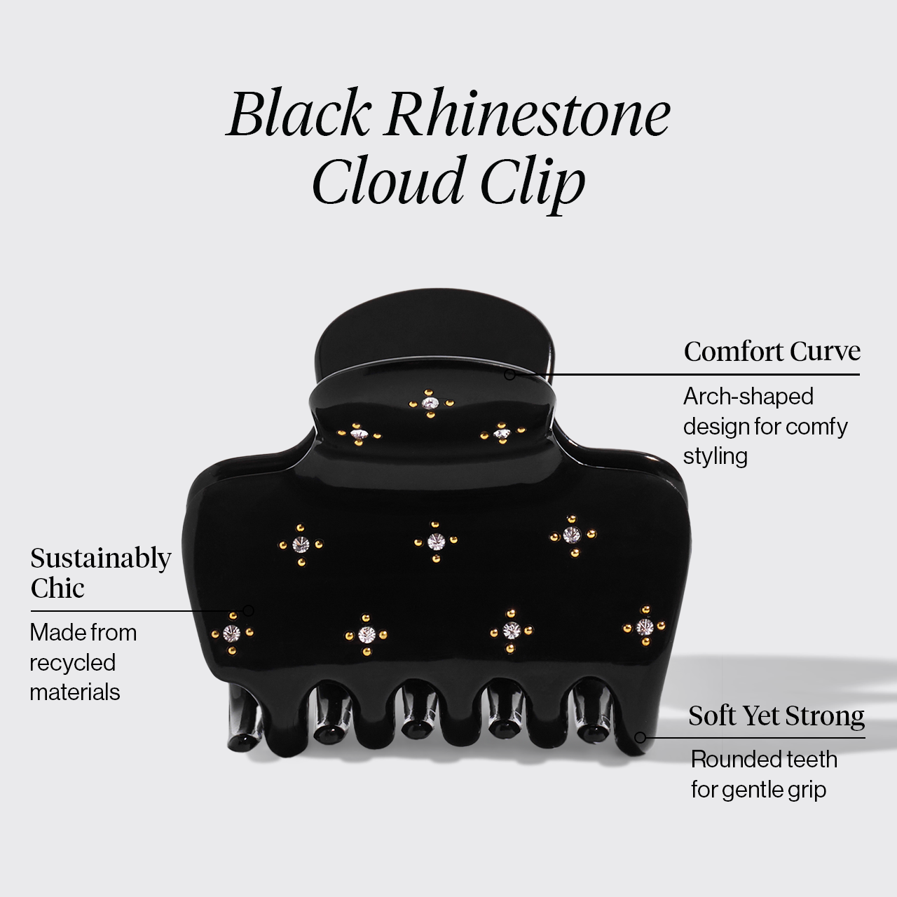 Wolken-Haarclip mit Strass - Schwarz