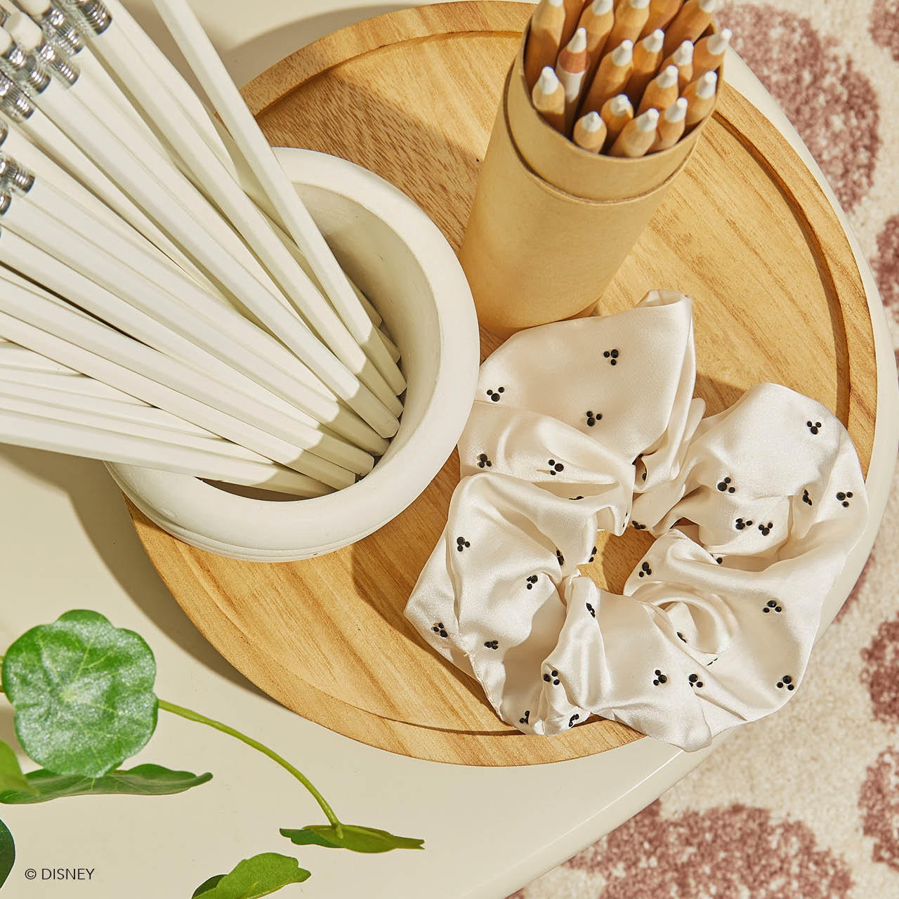 Kitsch x Mickey e Minnie - Scrunchie con strass - Crema