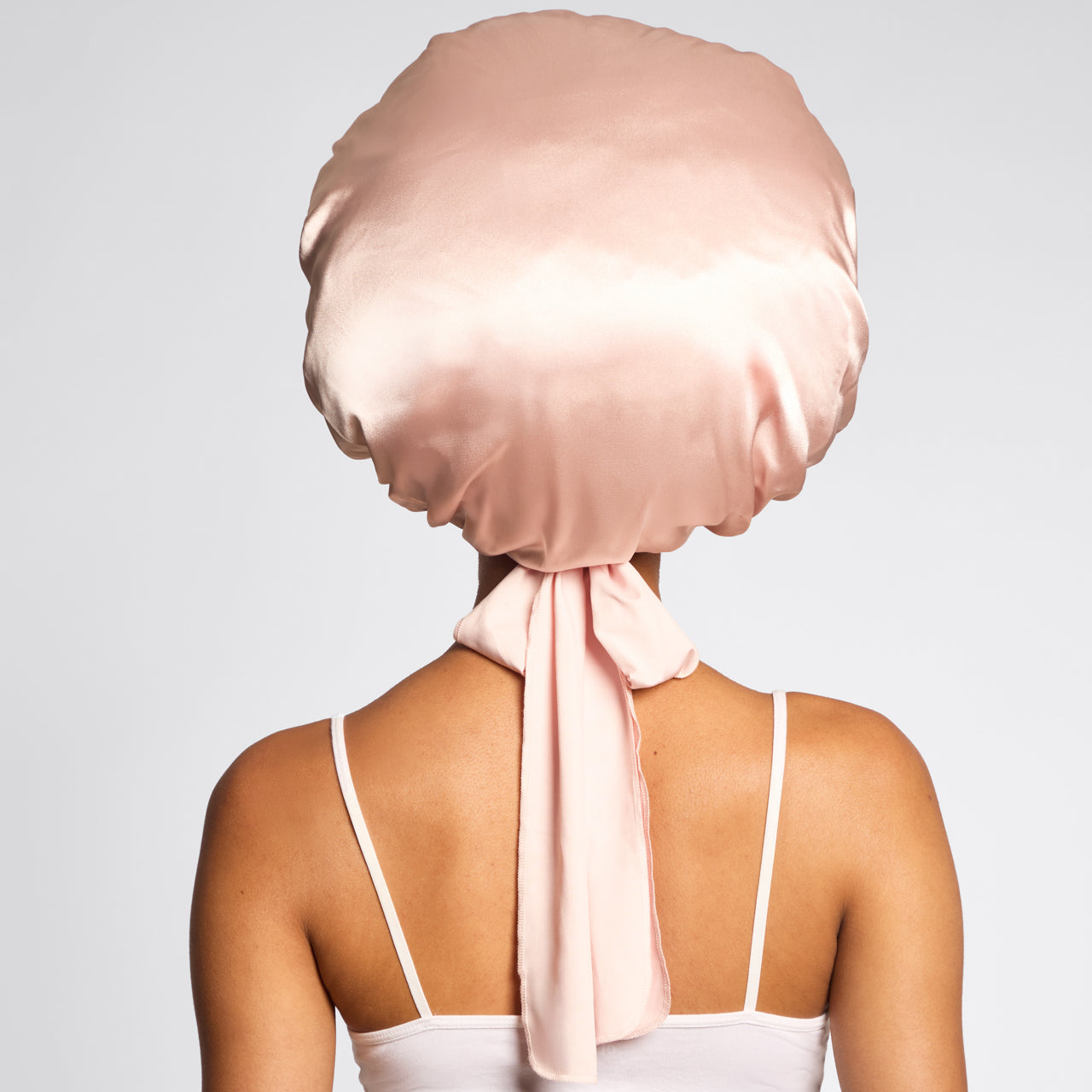 Satin gefüttert Flexi Duschhaube + Übergroße Satin-Haube Blush Bundle