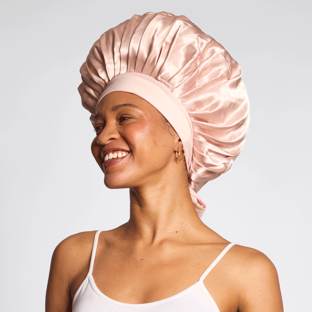 Übergroße Satin-Haube - Blush
