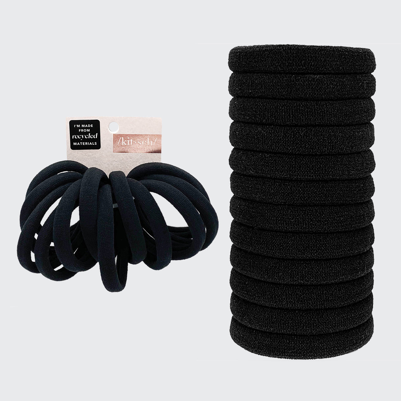 Set de 12 Elásticos Medianos de Nylon Reciclado - Negro