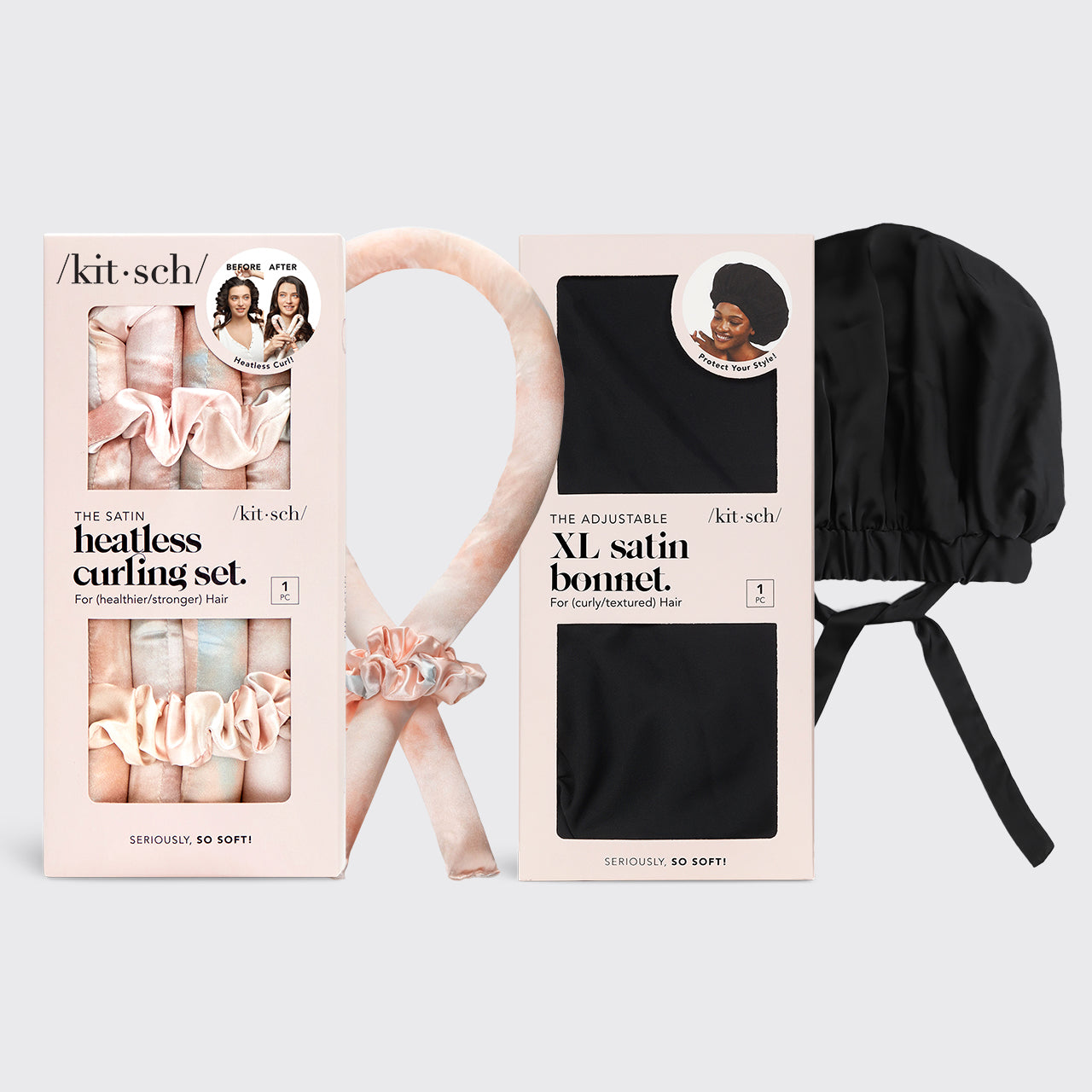Nachtbehandlungspaket: hitzefreie Lockenwickler und Satinhut