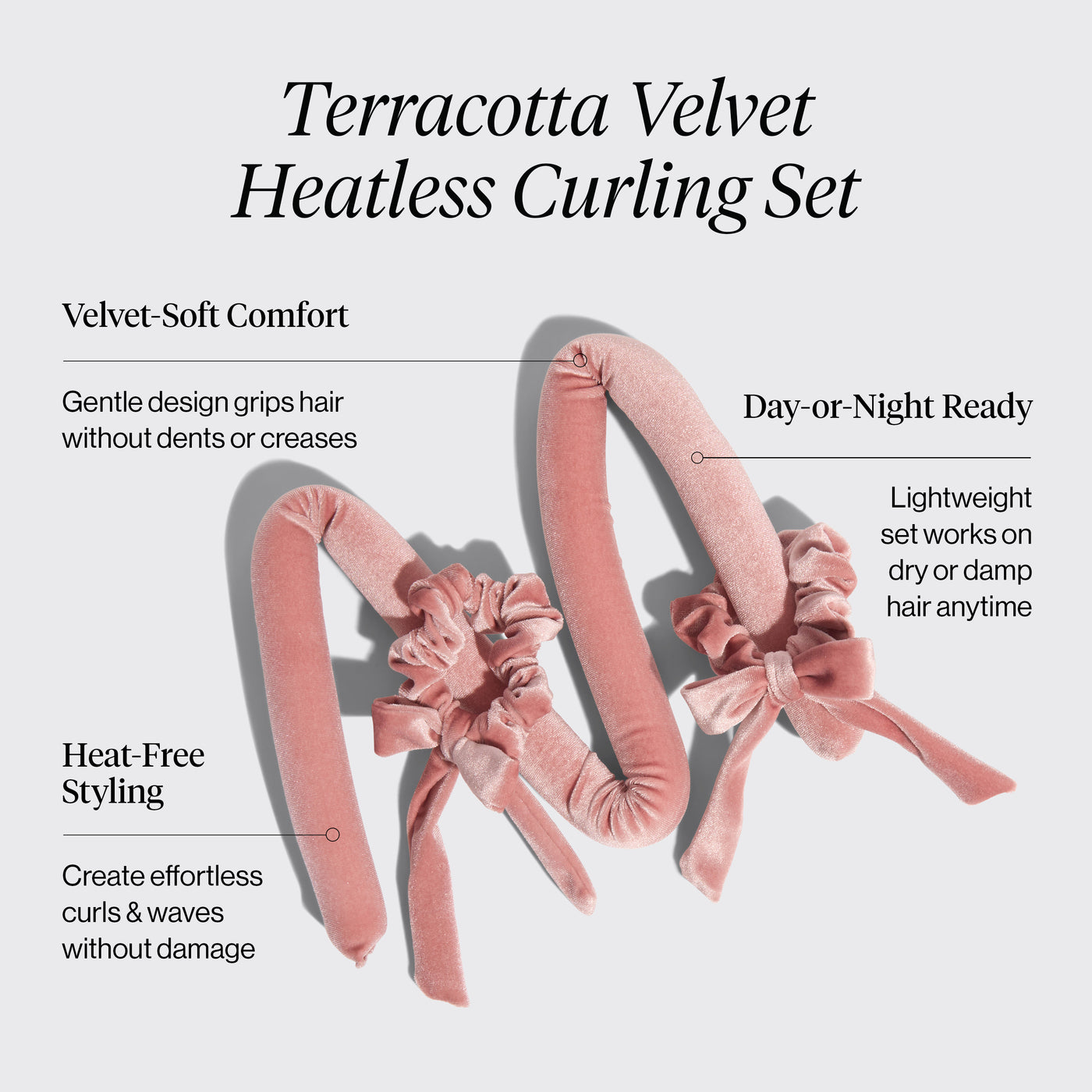 Terracotta Velvet Heatless Curling Set