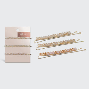 Perlenbesetzte Haarnadeln aus Metall – Blush/Mauve