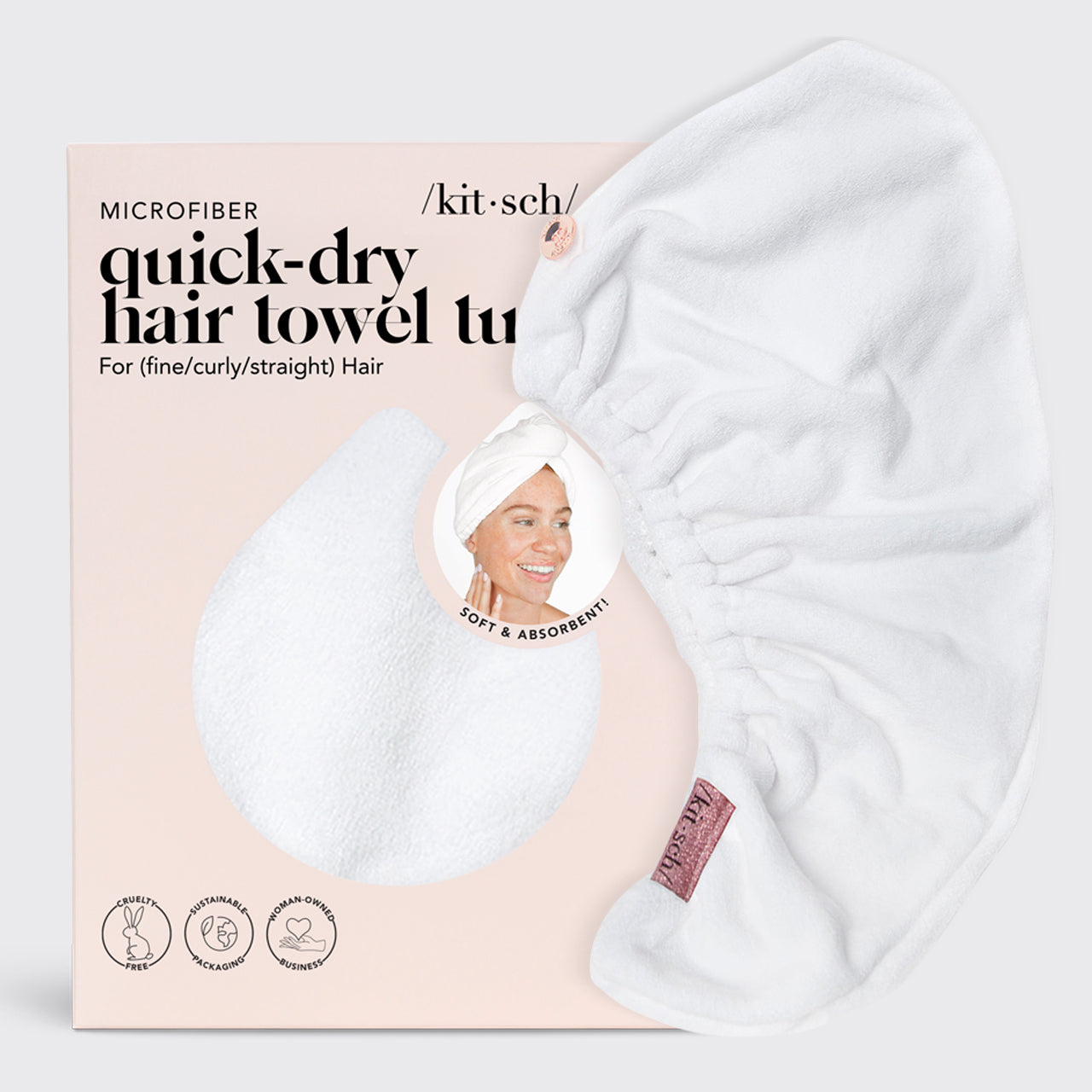 Asciugamano per capelli in microfibra bianco