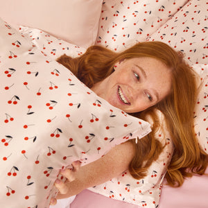 Satin Pillowcase in Cherry Print