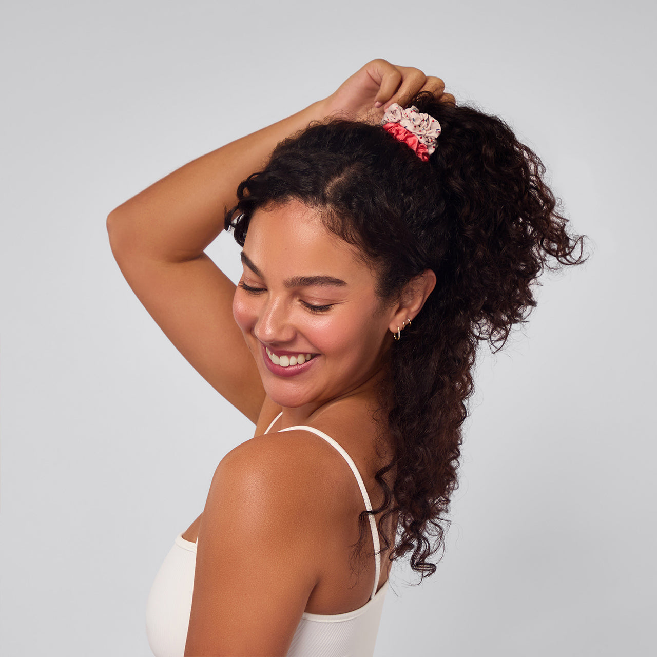 Lot de 5 chouchous froncés en satin - Fleur de cerisier