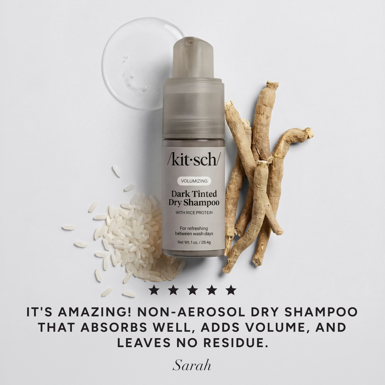 Volumisierendes Reisprotein-Trockenshampoo mit Pumpe - für dunkles Haar