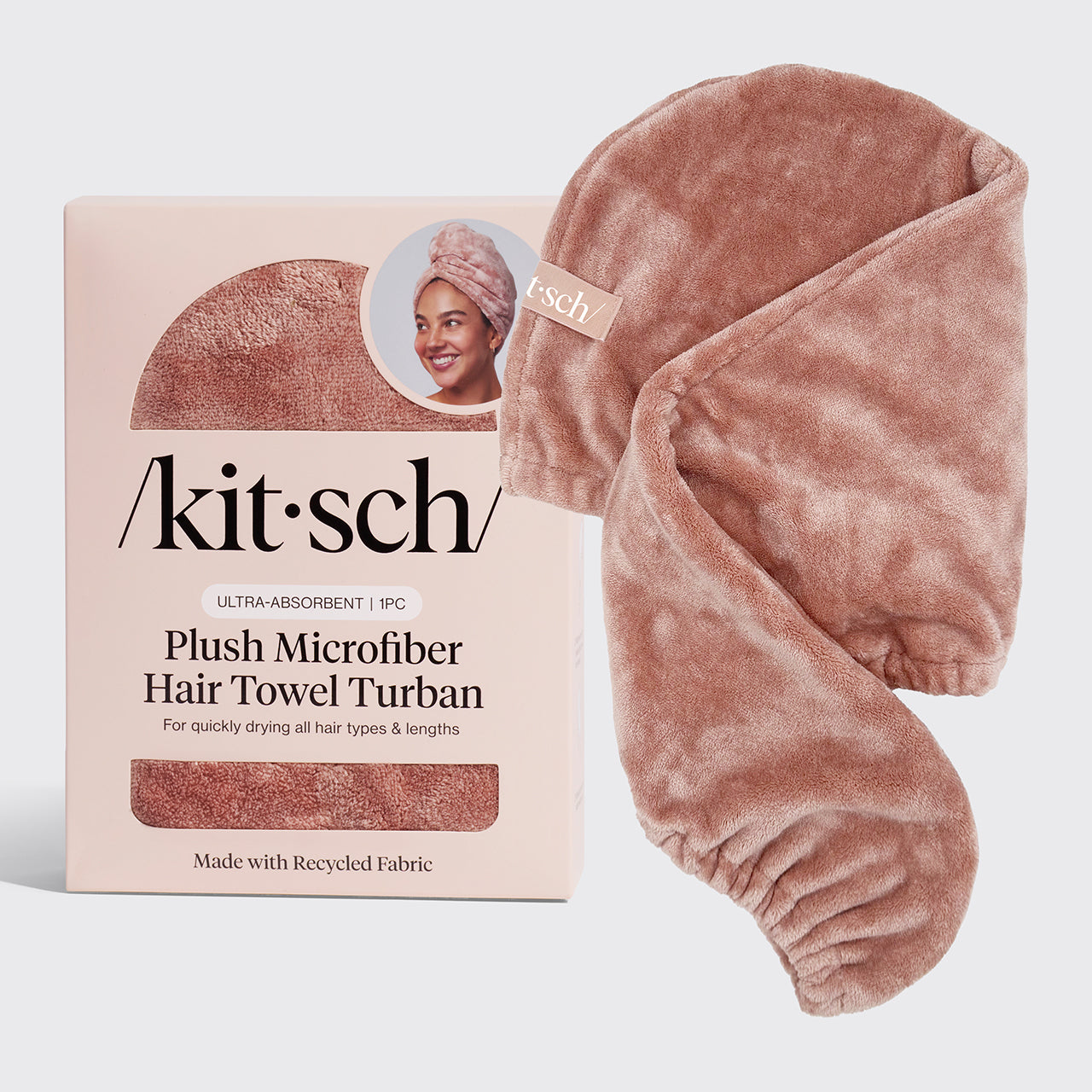 Turbante para cabello de microfibra suave color terracota