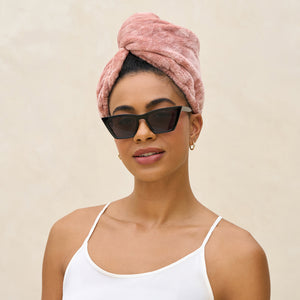 Turbante para cabello de microfibra suave color terracota