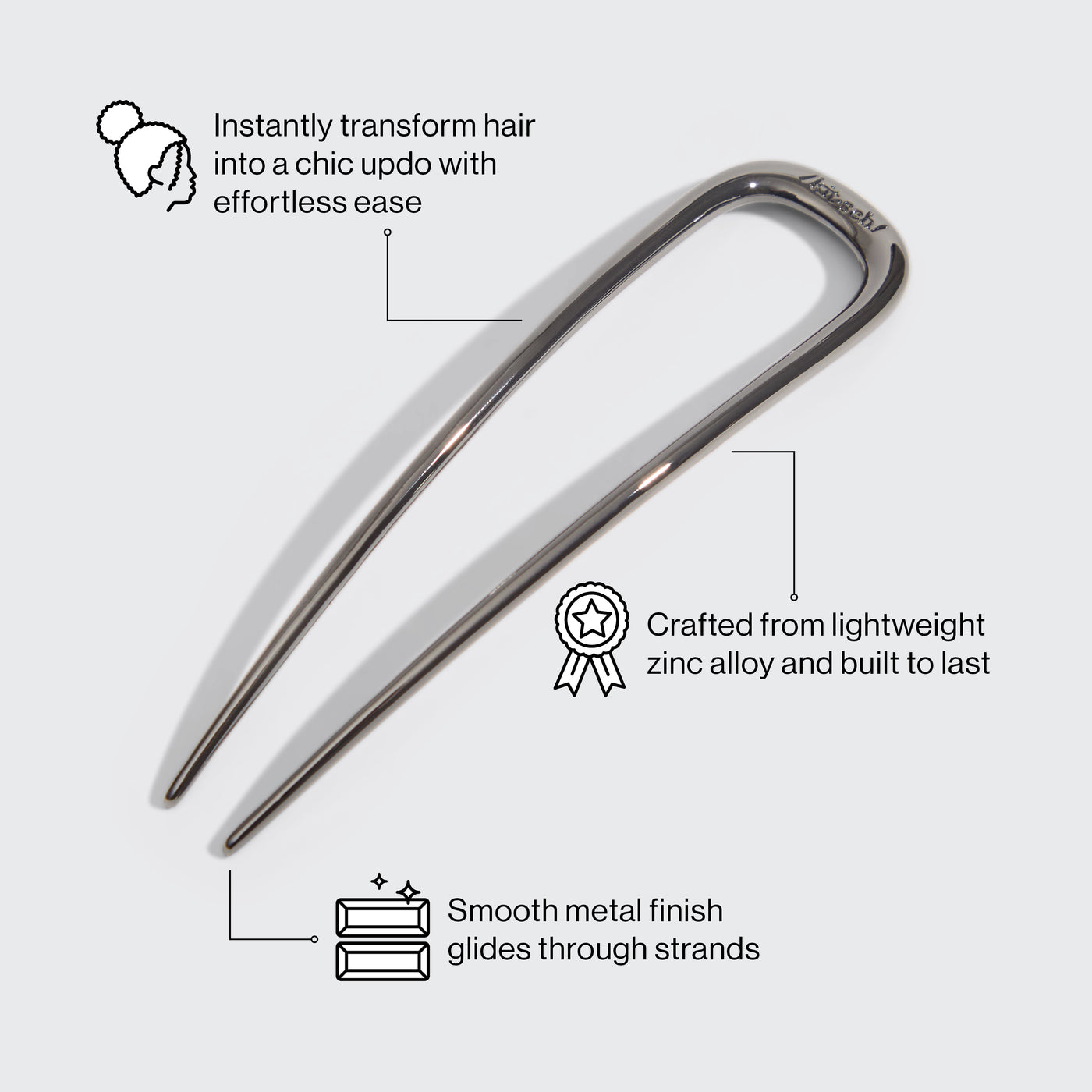 Fermaglio francese per capelli - Ematite