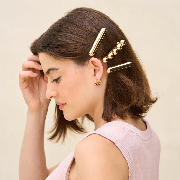 Barrettes en métal doré