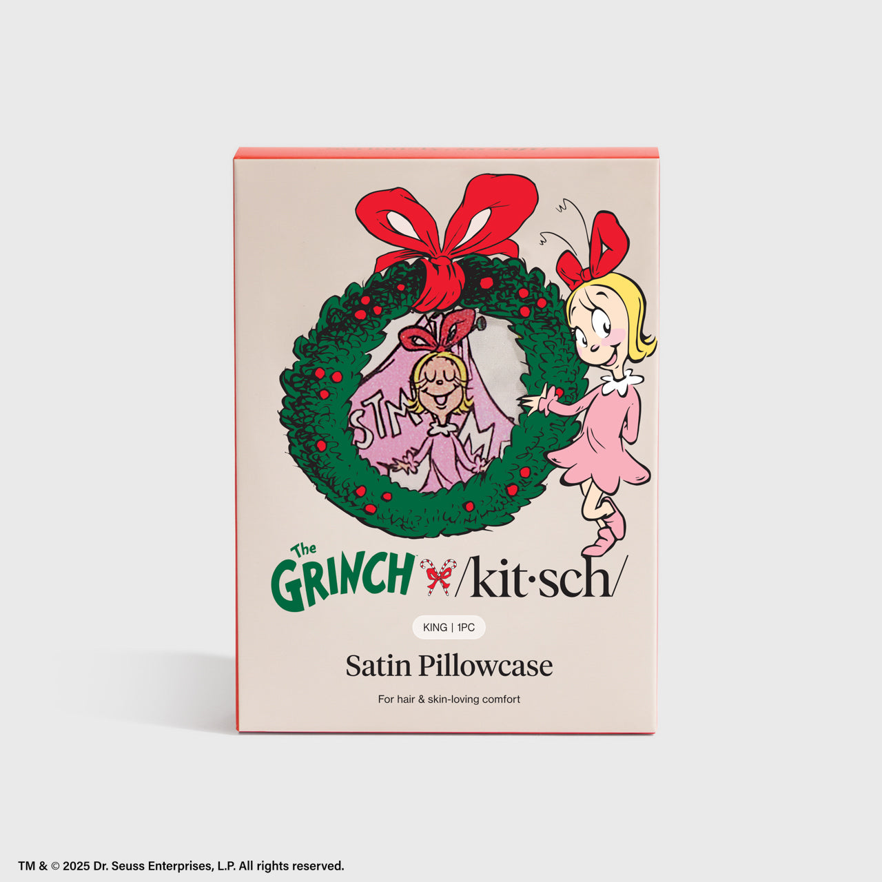 The Grinch x Kitsch Satin Pillowcase in Cindy Lou Who - King