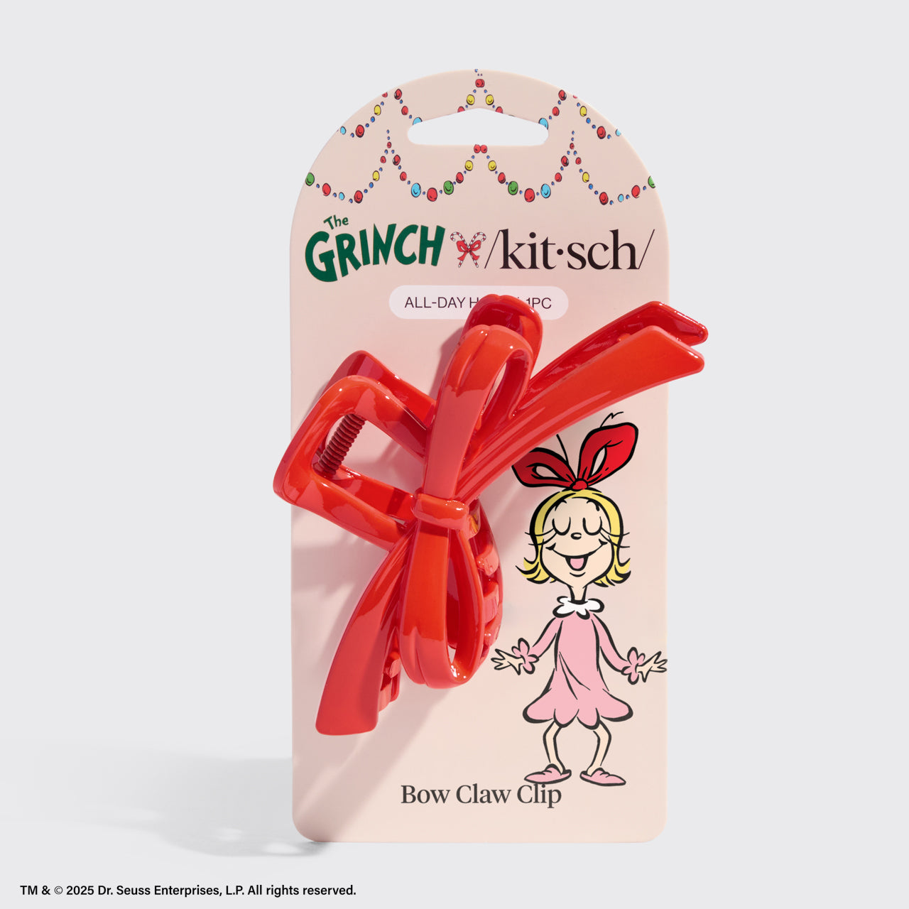 The Grinch x Kitsch Red Bow Claw Clip