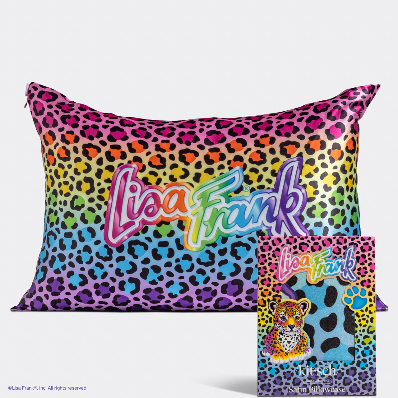 Lisa Frank x Kitsch Satin Pillowcase in Rainbow Leopard