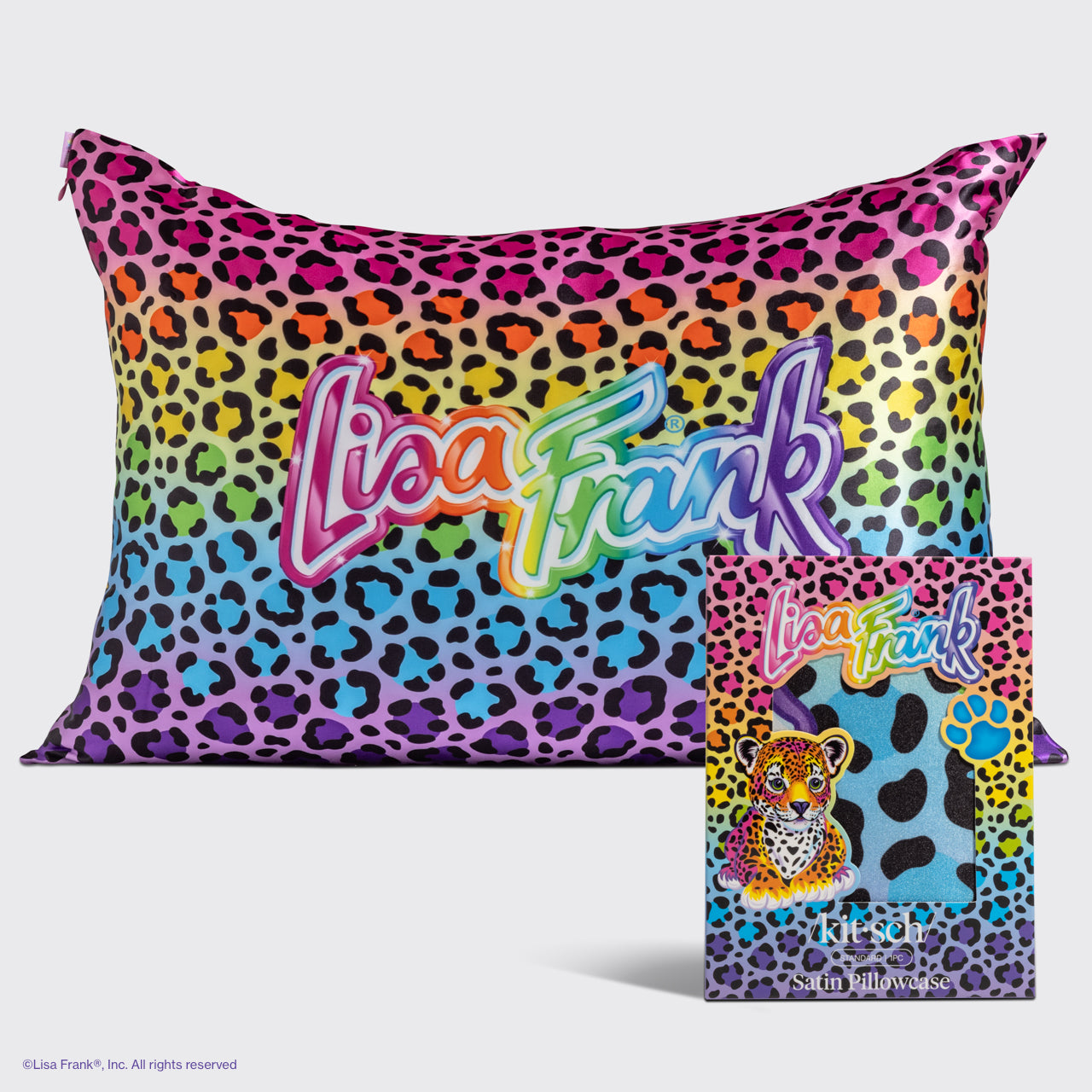 Lisa Frank x Kitsch Satin Pillowcase in Rainbow Leopard