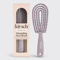 KITSCH Soft Violet Detangling Flexi Brush — hero product shot on a soft neutral background — Bendable brush frame flexes and comfortably adapts to your head — for a comfortable, ergonomic fit