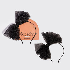 Diadema de tul negro con purpurina