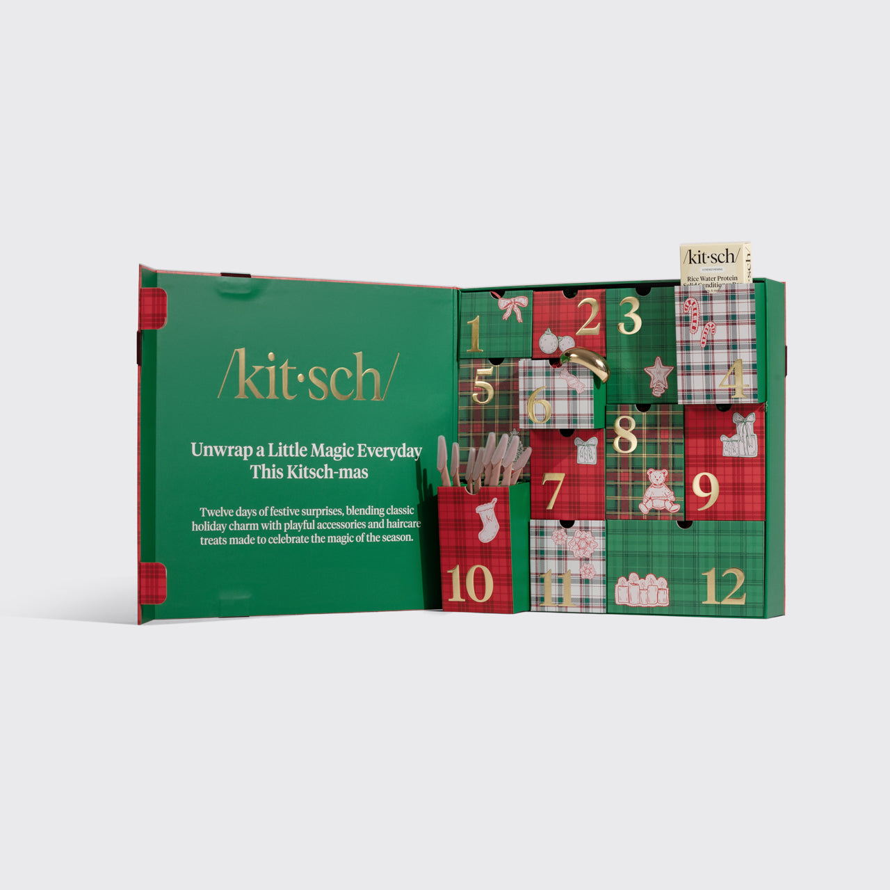 KITSCH Holiday Advent Calendar - open box, contents detail shot
