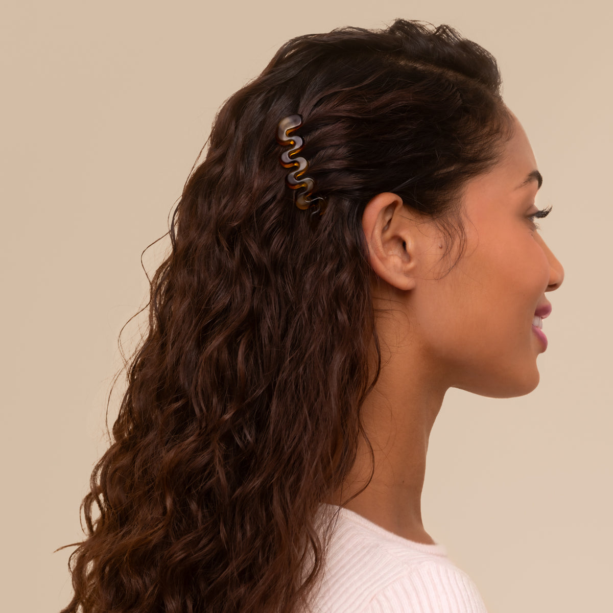 KITSCH Tort French Hair Combs 2pc Set — worn in hair, lifestyle shot 2