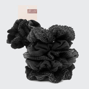 Scrunchies testurizzati assortiti 5 pezzi - neri