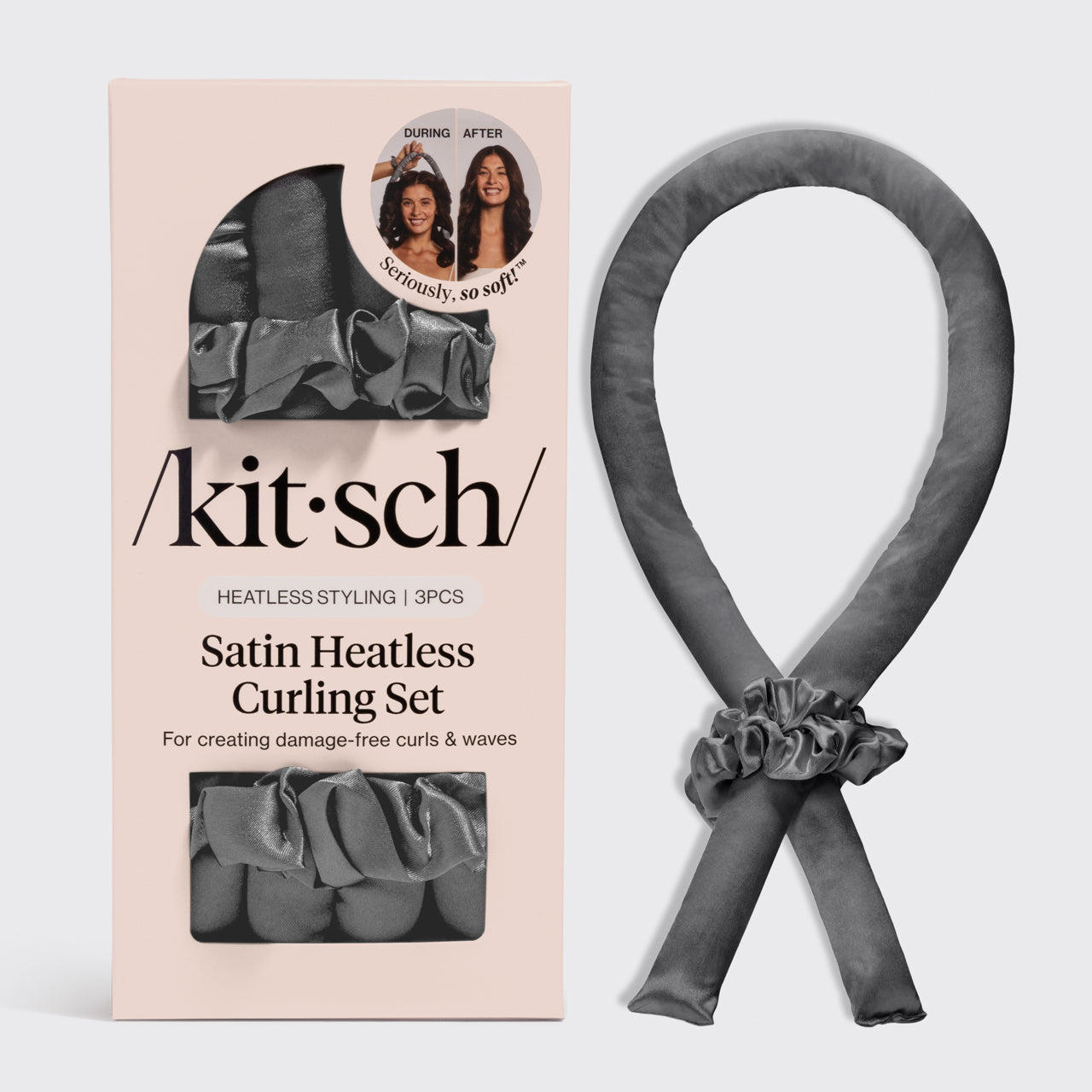Charcoal Satin Heatless Curling Set