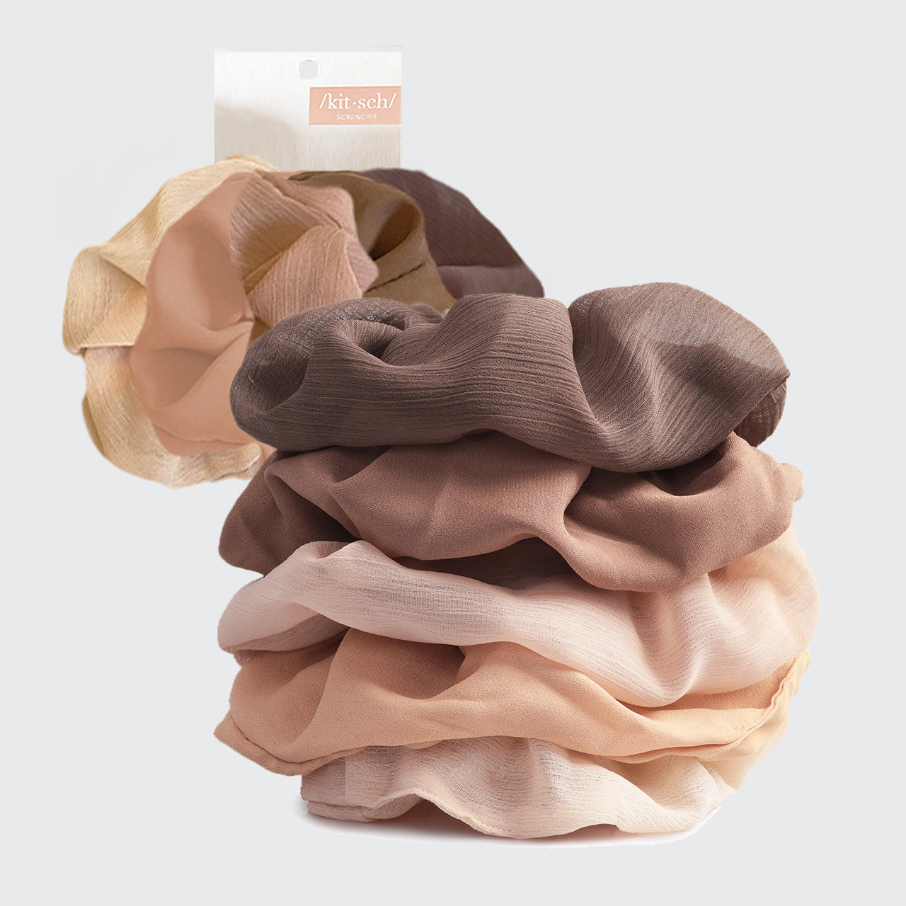 Scrunchie in tessuto crêpe 5pz - Terracotta