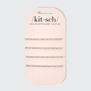 Epingles à chignon extra longues en métal et strass 4 pièces - or et argent