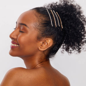 Epingles à chignon extra longues en métal et strass 4 pièces - or et argent