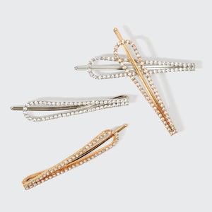 Metall Strass Tropfen Bobby Pins 4pcs - Gold und Silber