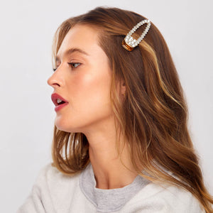 Pince à cheveux en métal avec strass 1pc - Or