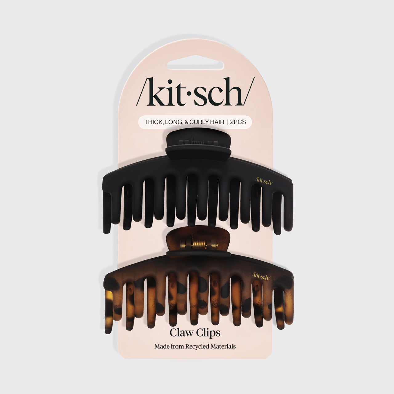 Set di 2 mollette a pinza nere e tartarugate opache - oversize