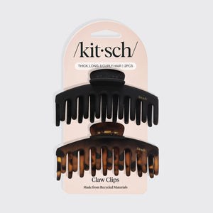 Set di 2 mollette a pinza nere e tartarugate opache - oversize