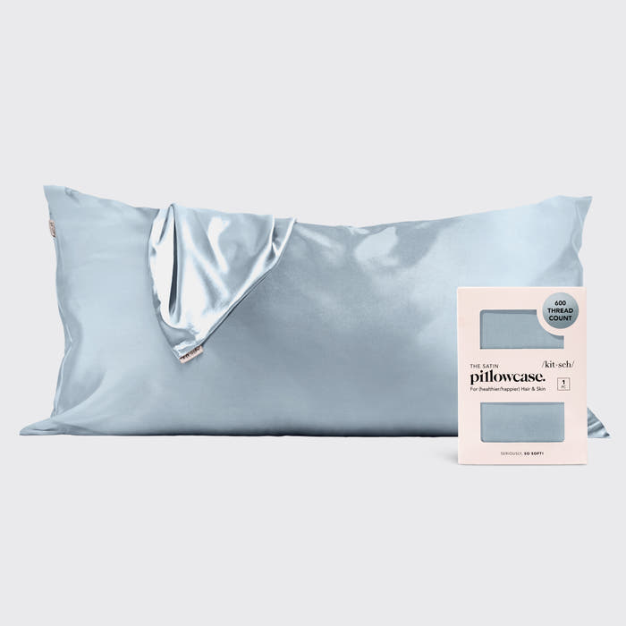 KITSCH Haze Blue King Satin Pillowcase 2 Pack — hero view