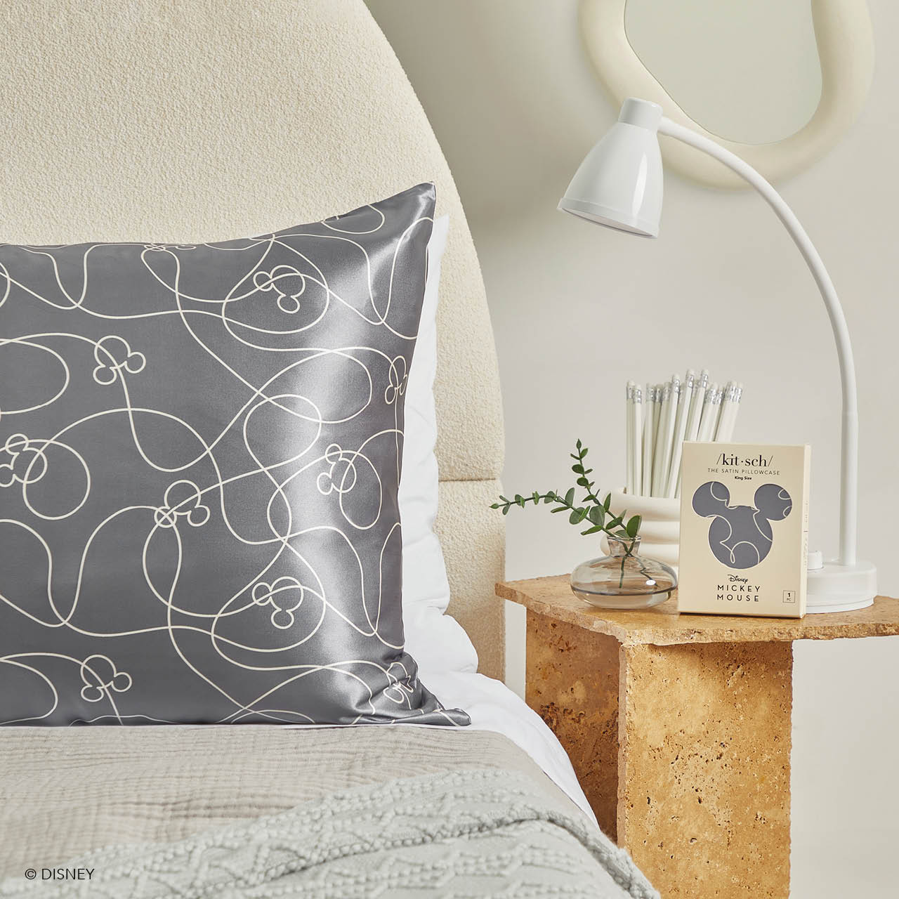 Kitsch x Mickey and Minnie Satin Pillowcase in Mickey Maze - King