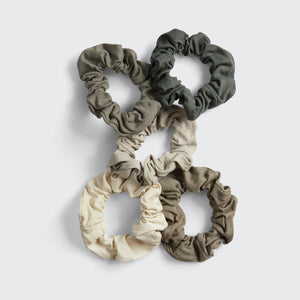 Set di 5 pezzi di Scrunchies in maglia - Grigio e Crema