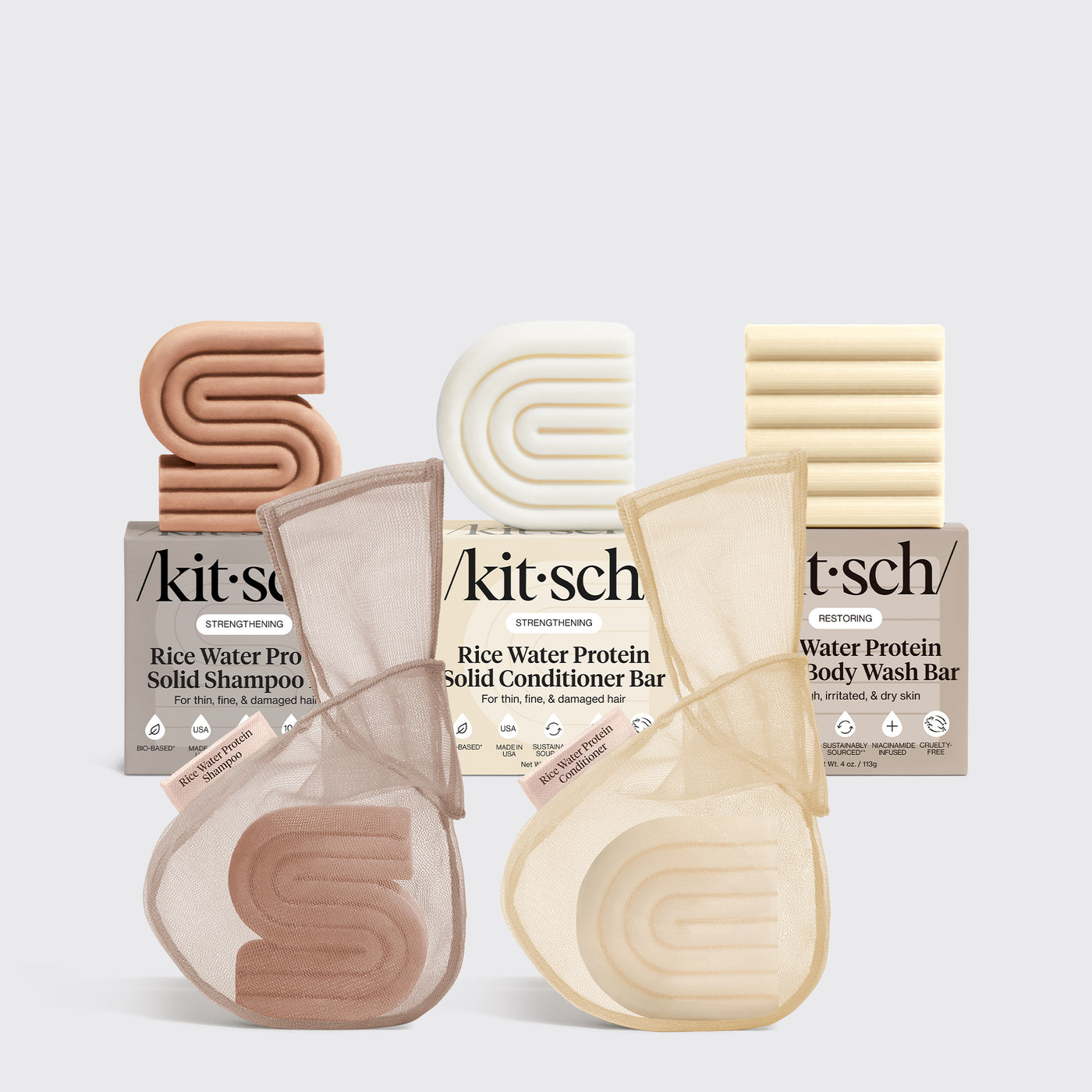 Kit essenziale corpo e capelli all'acqua di riso per la crescita