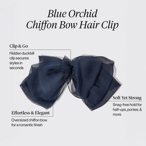 Chiffon Schleife Haarspange - Blaue Orchidee