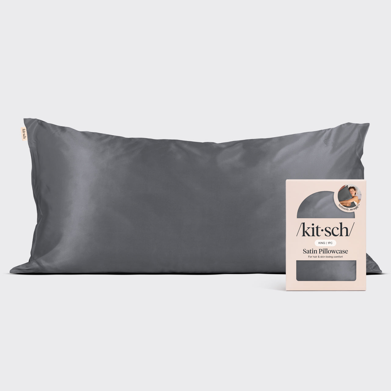 Taie d'oreiller en satin Charcoal - King