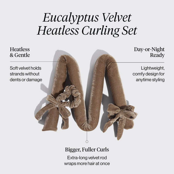 Set de bigoudis XL sans chaleur en velours couleur eucalyptus