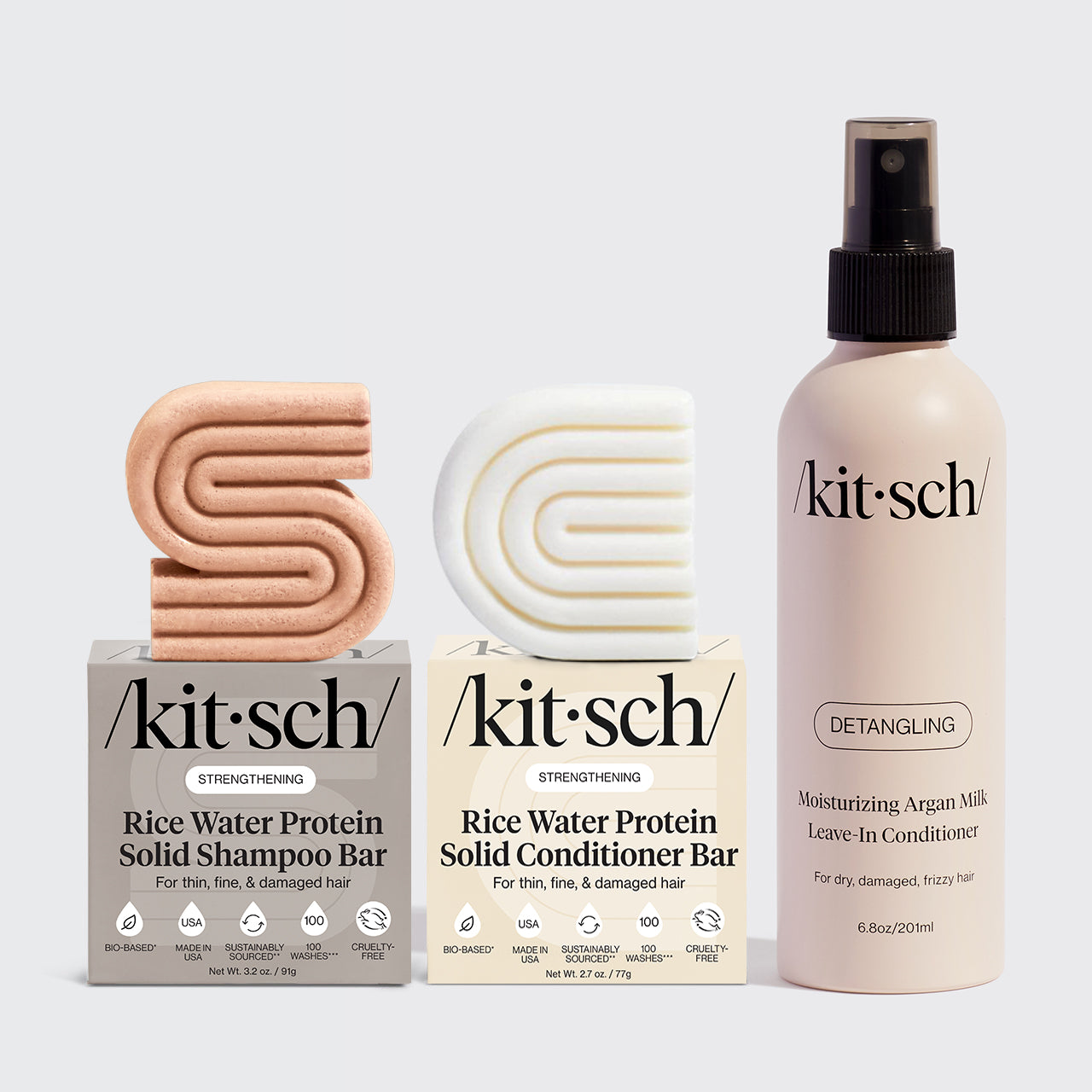 Combo de acondicionador sin aclarado y champú + acondicionador de agua de arroz