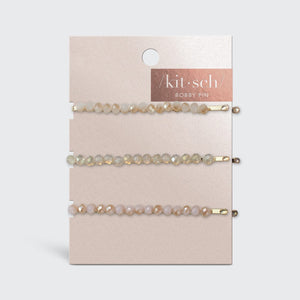 Beaded Metal Bobby Pins - Blush/Mauve