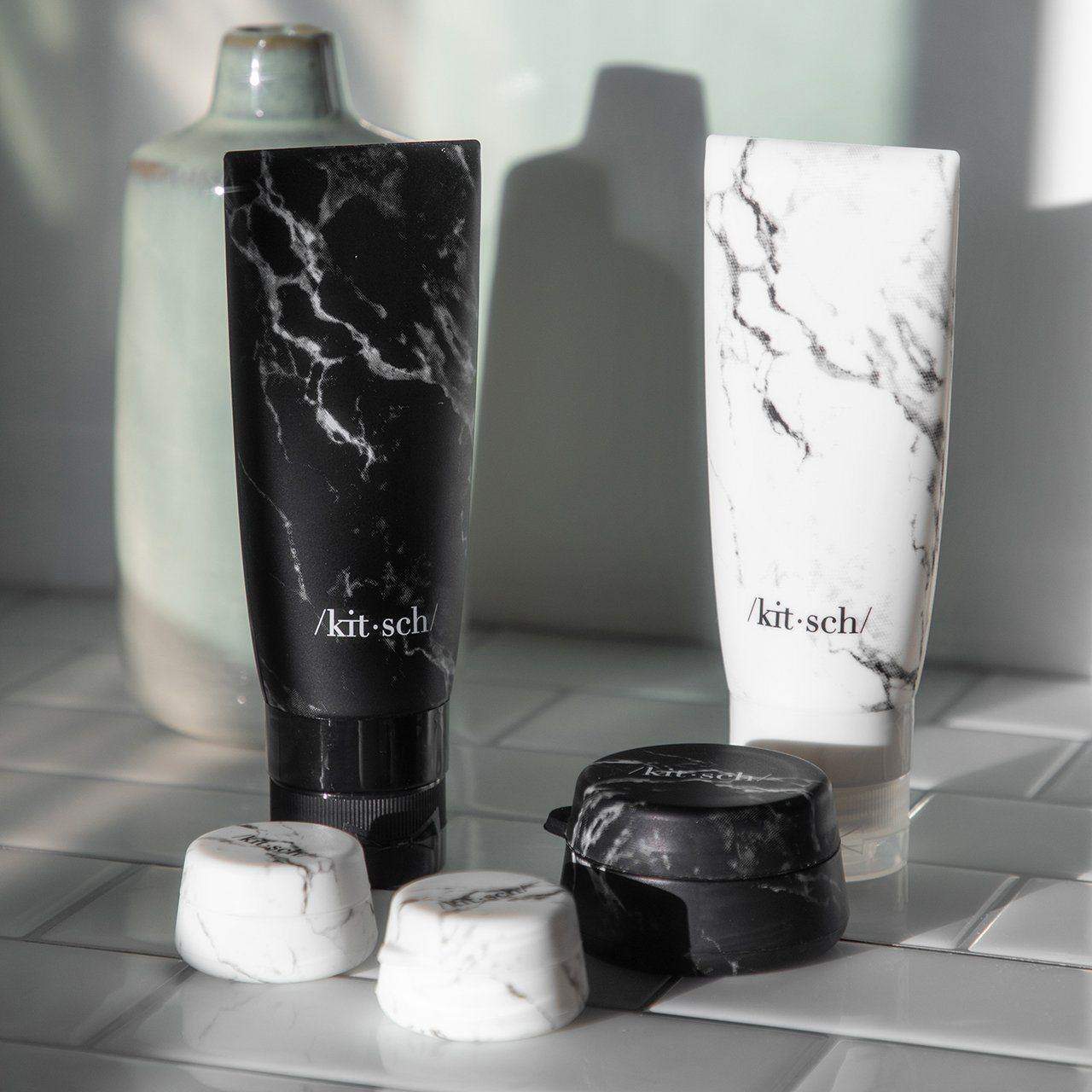 Refillable Silicone Jars 3pc Set - Black & White Marble Cleanse Cleanse 
