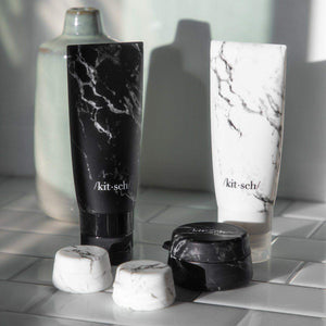 Refillable Silicone Jars 3pc Set - Black & White Marble Cleanse Cleanse 