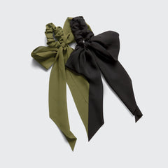 Scrunchie aus Crêpe-Stoff 2er Set - Moos